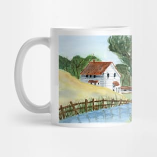 Lake House Watercolor Painting Mug